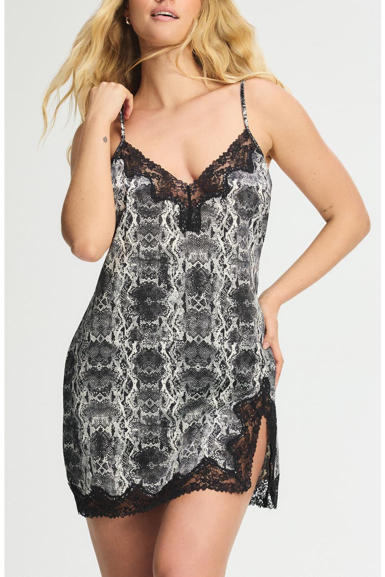 Satin Secrets Sleep Mini Slip, Main, color, WHITE WINE NOIR VIPOR PRINT