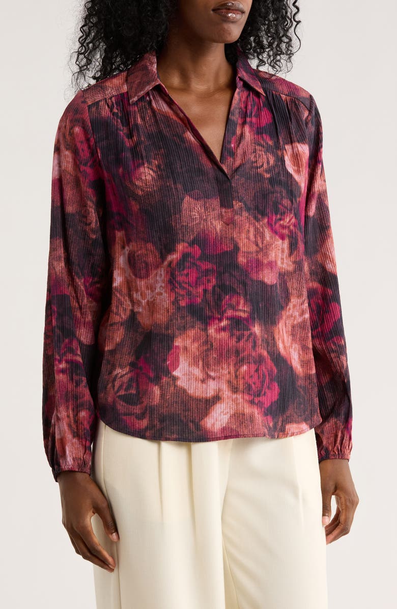 DR2 by Daniel Rainn Textured Split Neck Top, Main, color, Wine