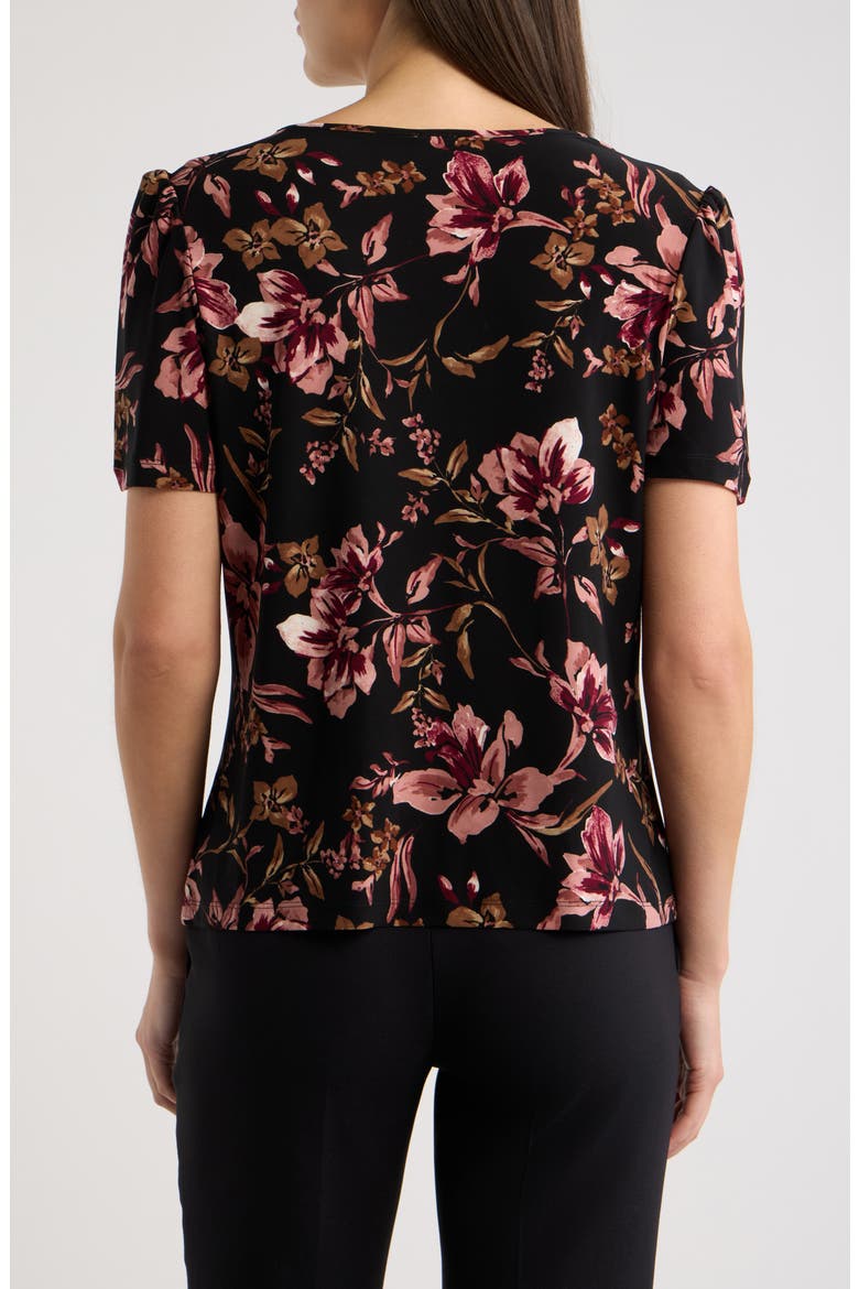Puff-Shoulder Round-Neck Top, Alternate, color, ANNE BLACK S PRIMROSE MLT