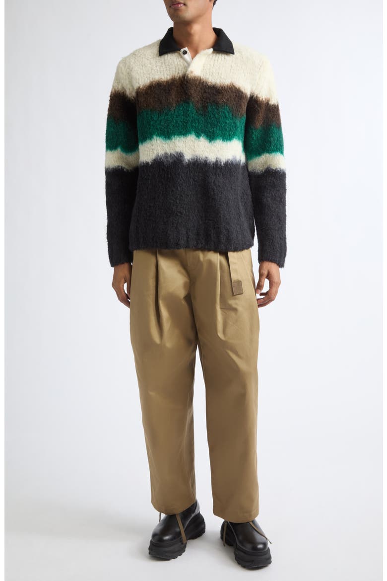 Chusen Dyed Wool Blend Polo Sweater, Alternate, color, BLACK MULTI