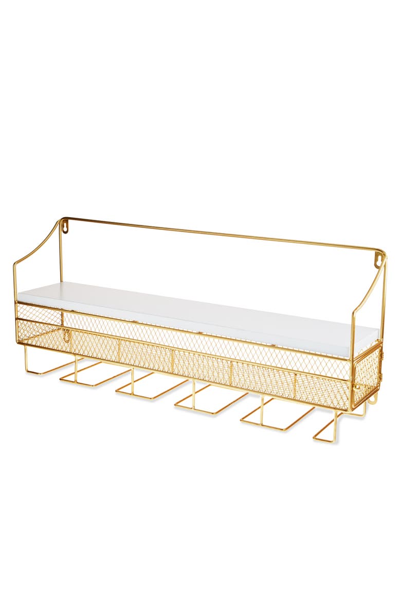 Wall Mounted Wine Rack & Cork Storage in Gold, Main, color, Gold