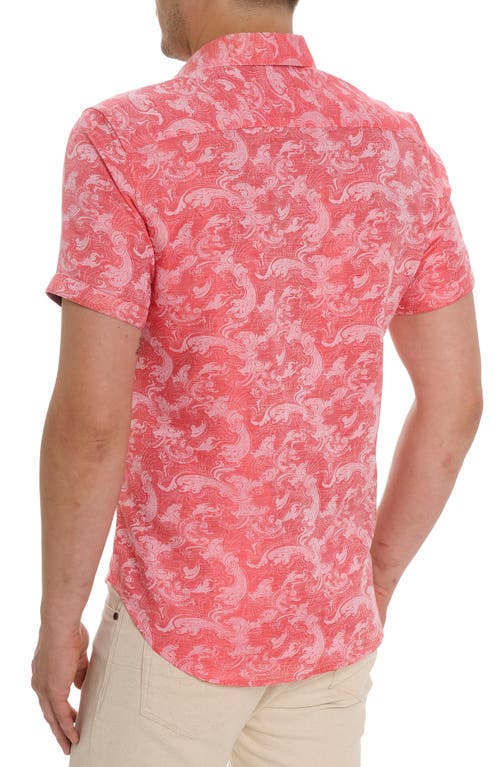Robert Graham Poseidon Classic Fit Linen-blend Shirt In Coral