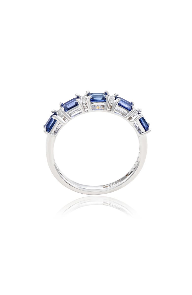 SUZY LEVIAN Sterling Silver Sapphire & Lab Grown White Sapphire & Diamond Accent Half Band Ring, Alternate, color, Blue
