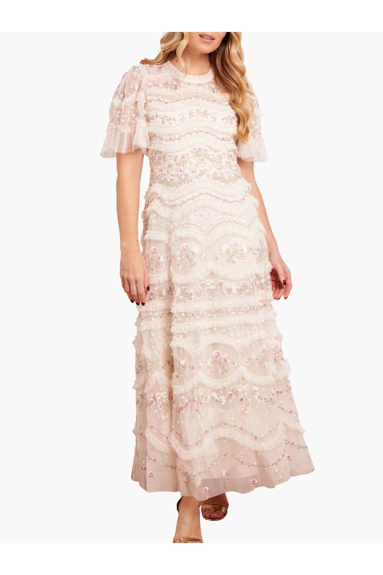 Marina Ruffle Ankle Gown, Main, color, Cream/Multi