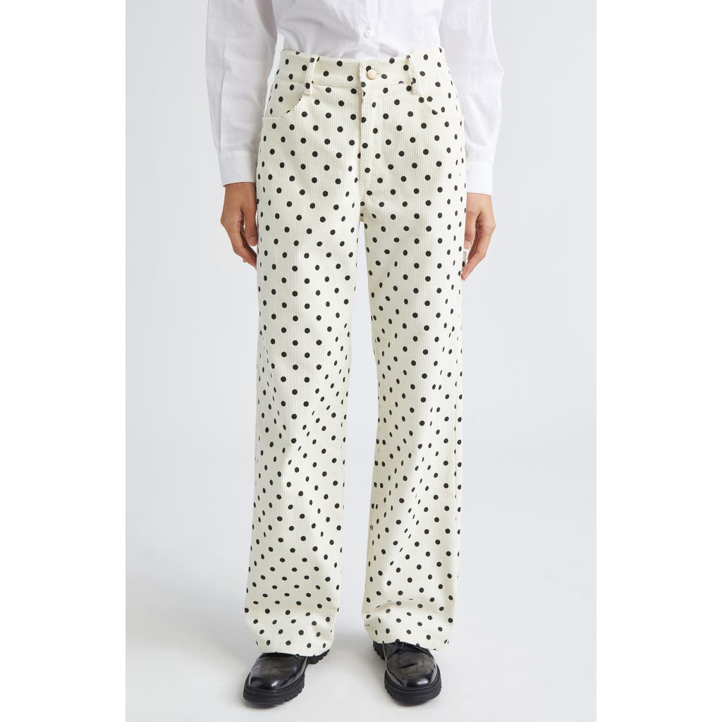 Tanner Fletcher Gender Inclusive Sid Polka Dot Corduroy Pants in Ivory/Black Polkadot  product