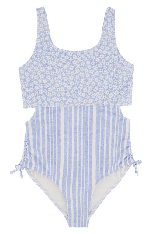Shop Billabong Kids' Blue By The Sea One-piece Swimsuit In Light Chambray