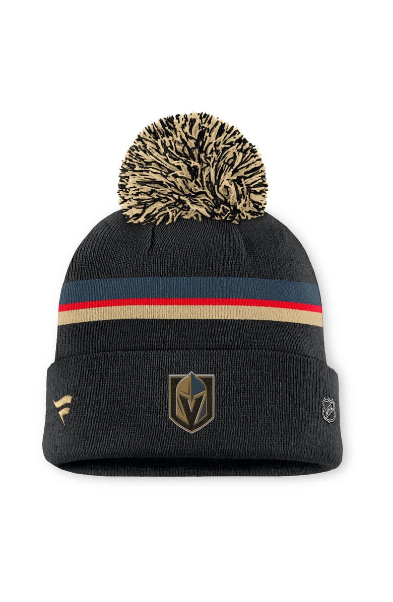 FANATICS Women's Fanatics Black Vegas Golden Knights Authentic Pro Rink Cuffed Knit Hat with Pom, Alternate, color, Black