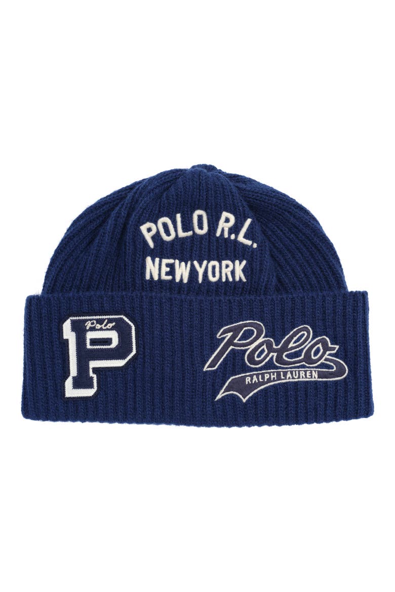 Patch Watch Wool Blend Beanie, Main, color, RUSTIC NAVY