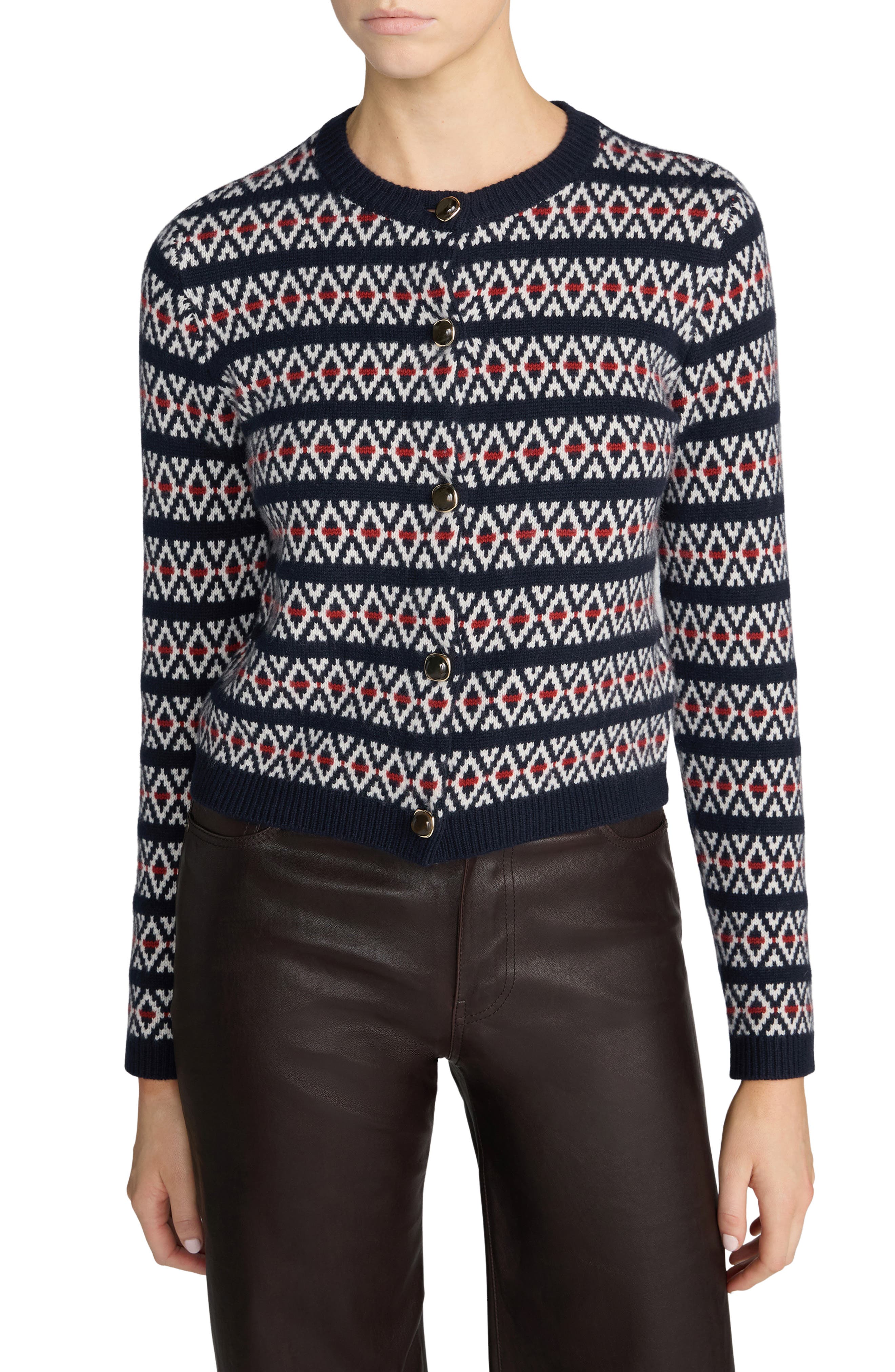 Frame The Wool & Cashmere Cardigan In Periwinkle Fairisle