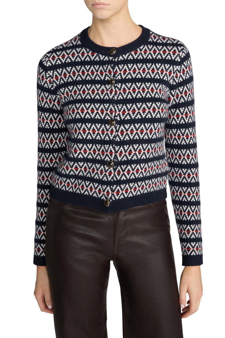 The Wool & Cashmere Cardigan, Main, color, PERIWINKLE FAIRISLE
