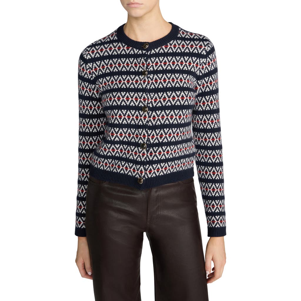 Frame The Wool & Cashmere Cardigan In Periwinkle Fairisle