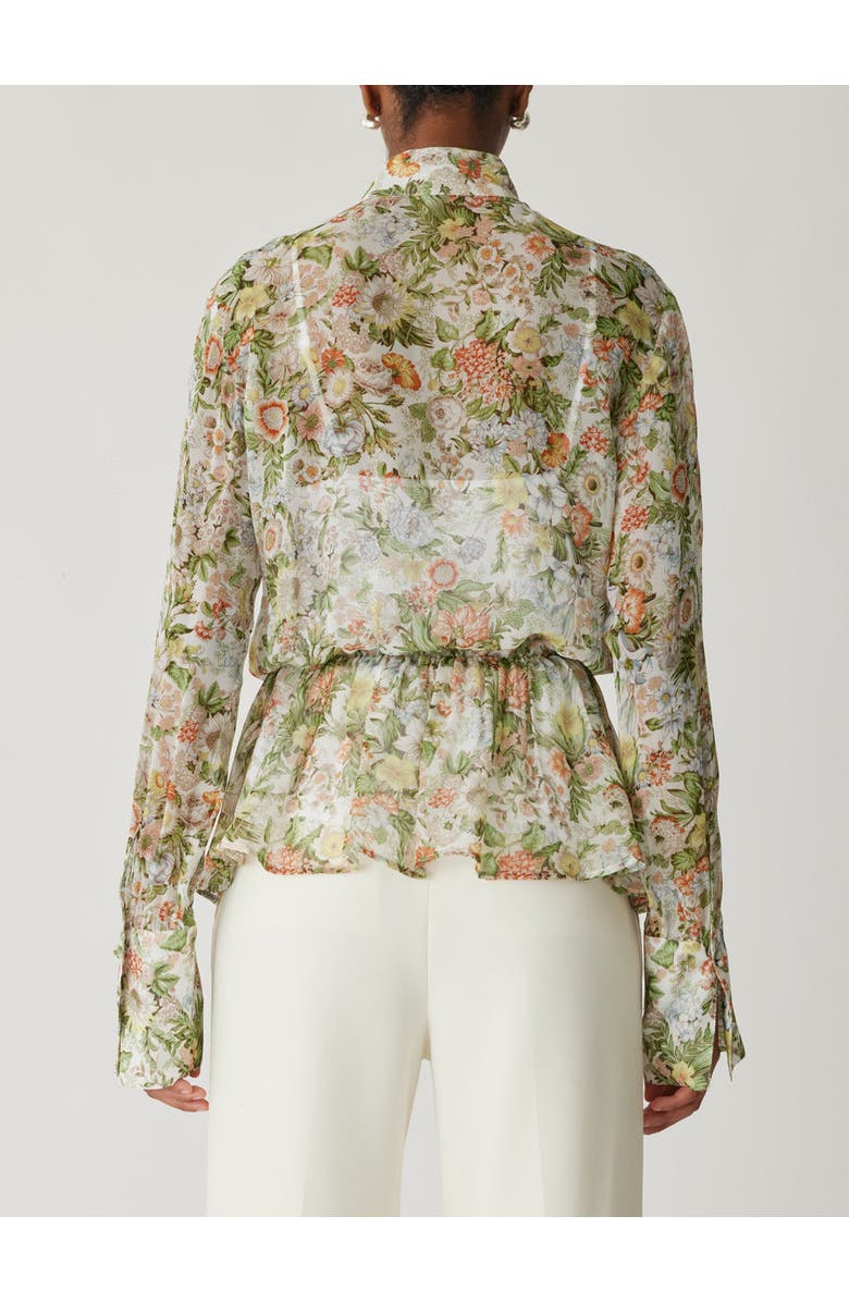 Rebecca Taylor All Over Floral On Viscose Chiffon Tie Front Blouse, Alternate, color, Floral Multi