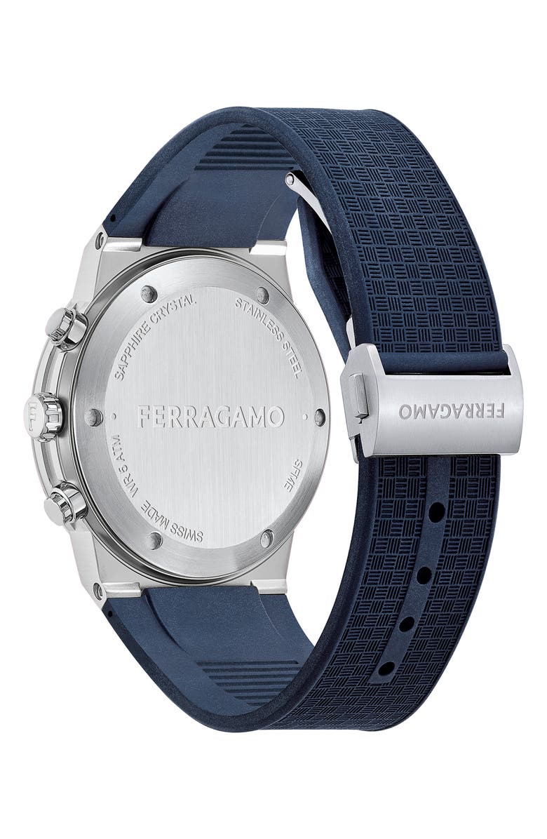 FERRAGAMO Sapphire Chronograph Silicone Strap Watch, 41mm, Alternate, color,
