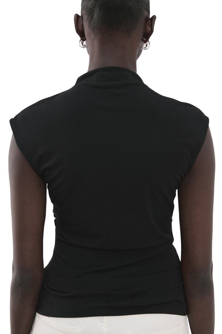 Shirred Faux Wrap Top, Alternate, color, BLACK