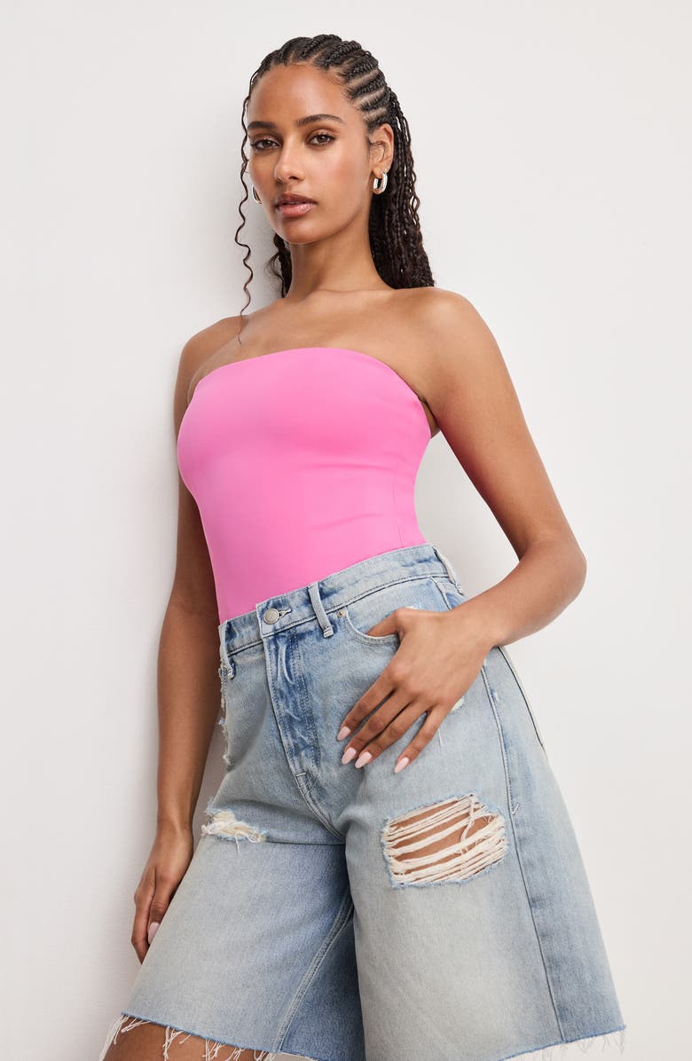 Good American Sculpting Corset Strapless Bodysuit, Alternate, color, Berry Sorbet010