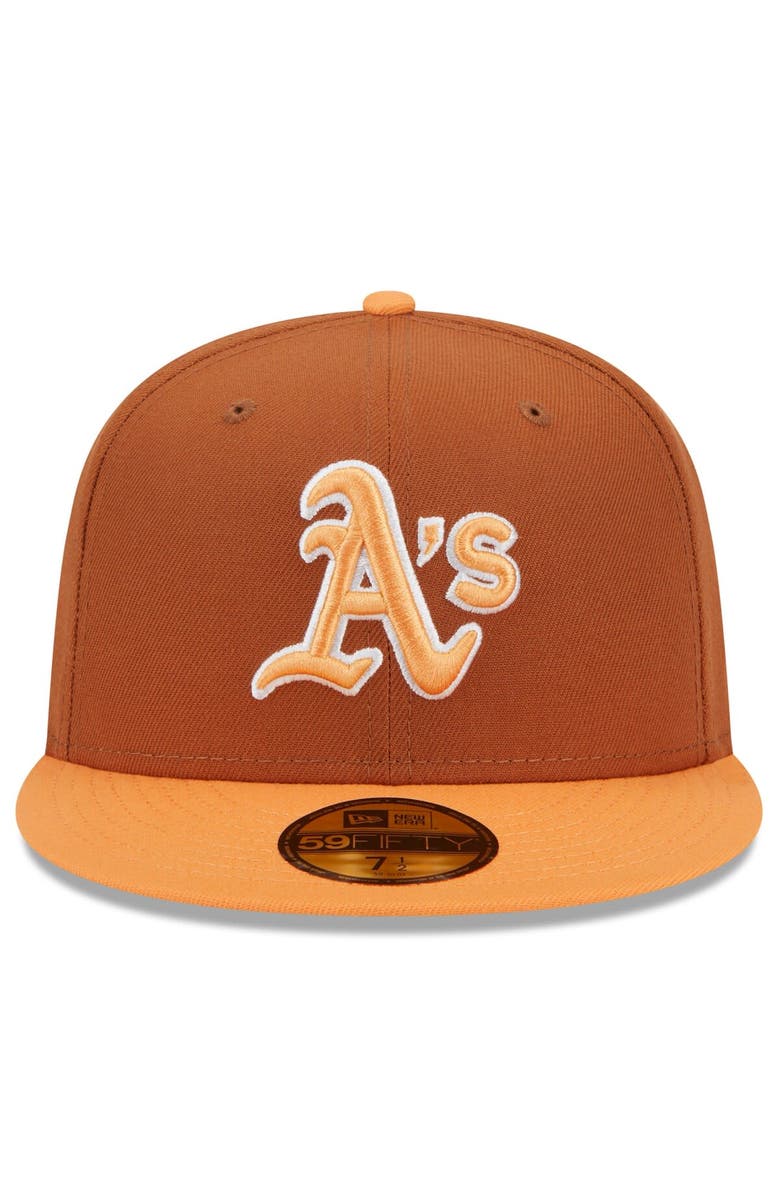 New Era Men's New Era Brown/Orange Oakland Athletics Spring Color Basic Two-Tone 59FIFTY Fitted Hat, Alternate, color, 