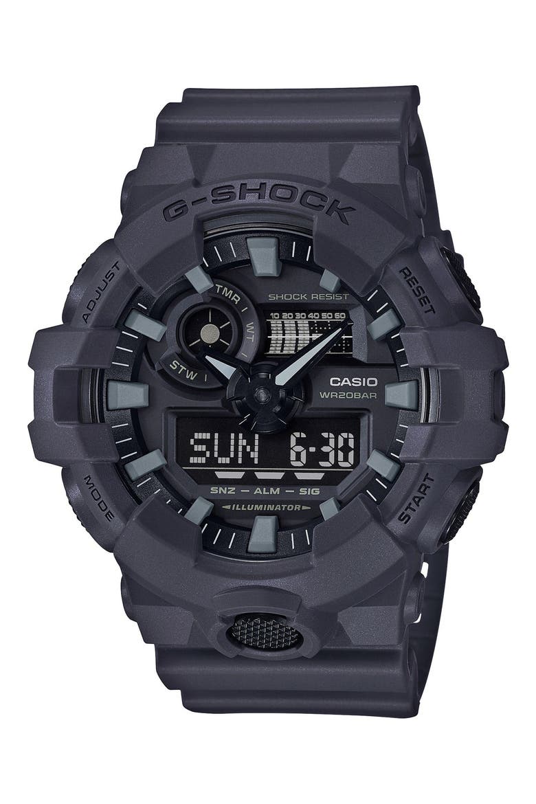 Baby-G Military Ana-Digi Watch, 53mm, Main, color, GREY/ BLACK