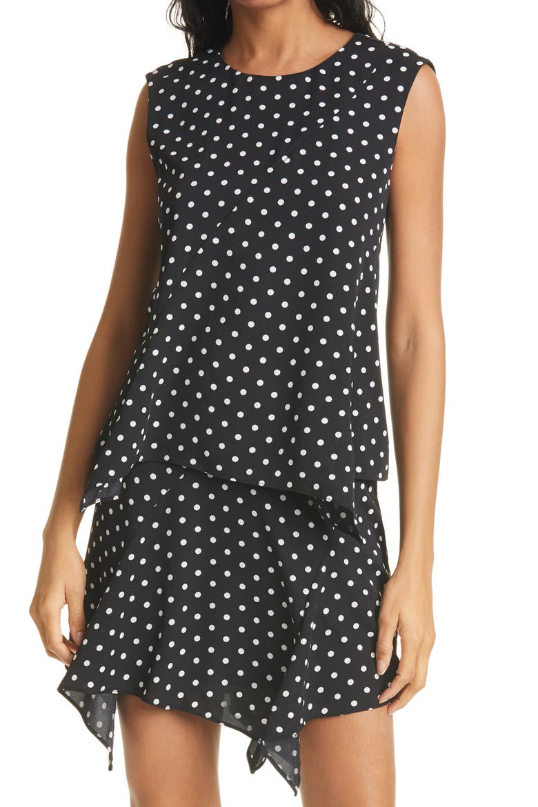 Leslie Small Dot Sleeveless Top, Main, color, BLACK/WHITE
