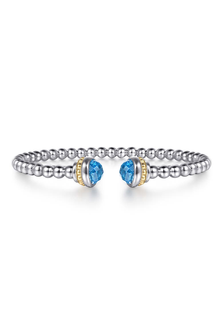 Bujukan 14k Gold & Sterling Silver Blue Topaz Bangle, Main, color, STERLING / 14K/ BLUE TOPAZ