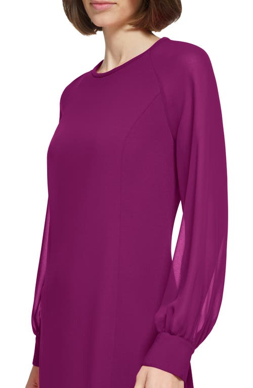 Calvin Klein Sheer Long Sleeve A-line Dress In Purple