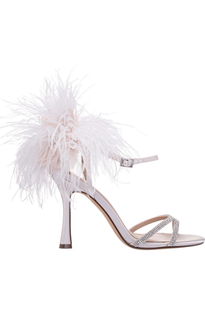 Nina Demi Faux Feather Ankle Strap Sandal, Alternate, color,