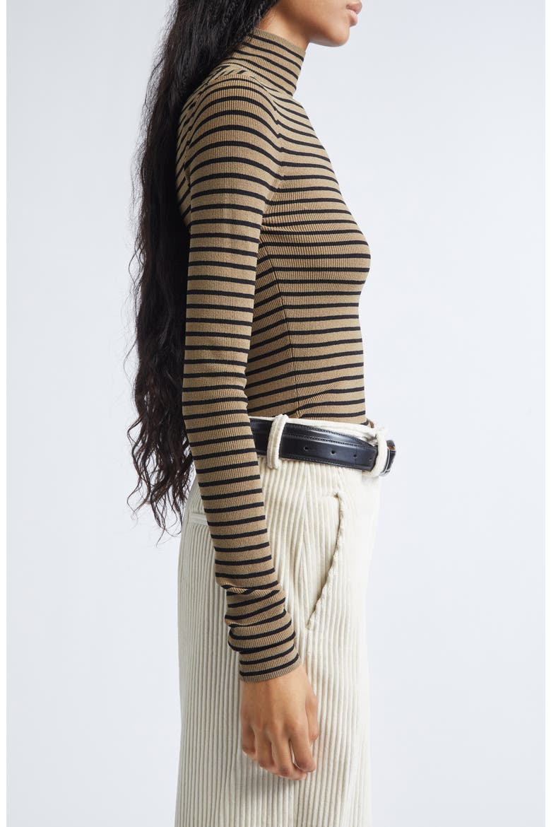 Didi Velvet Stripe Sweater, Alternate, color, KHAKI/ BLACK