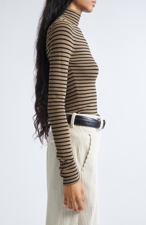 Proenza Schouler Didi Striped Turtleneck Top In Brown