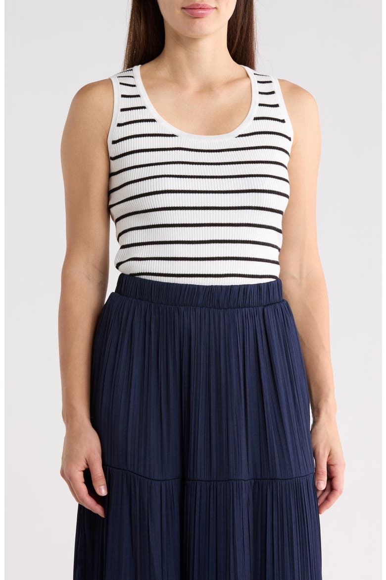 Stripe Scoop Neck Tank, Main, color, WHITE STAR/ BLACK