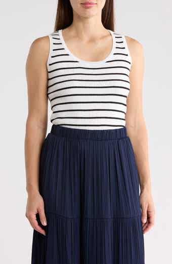 T Tahari Stripe Scoop Neck Tank