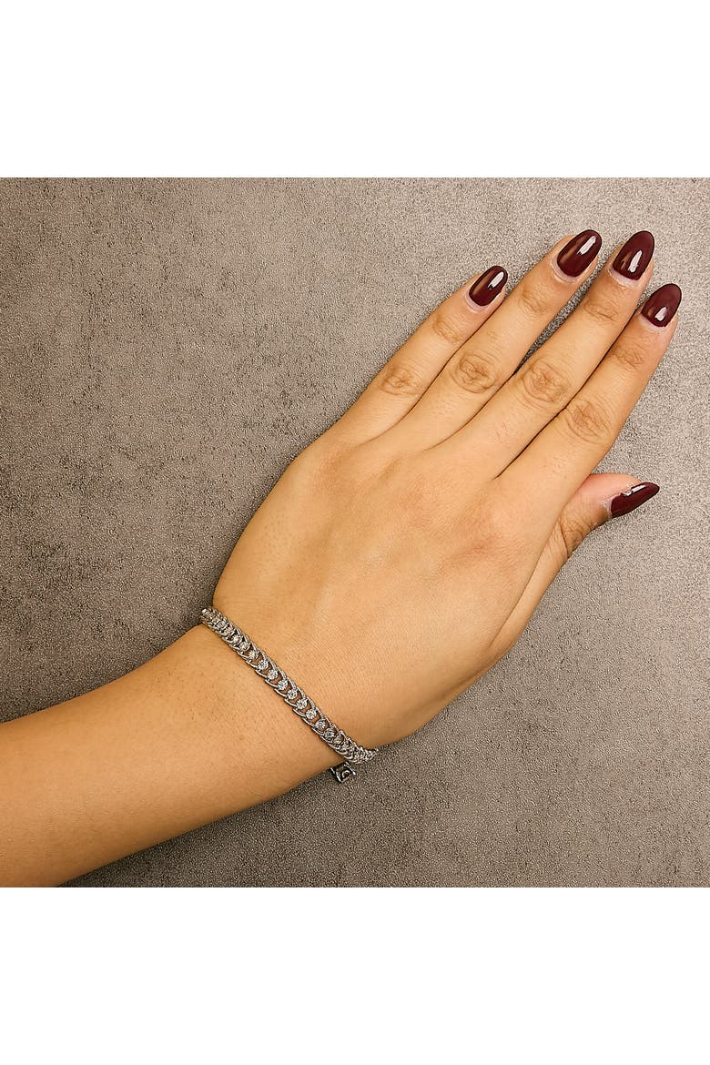 .925 Sterling Silver 1/2 Cttw Diamond Miracle-Set Double Swoosh Milgrain Style Tennis Bracelet, Alternate, color, Silver