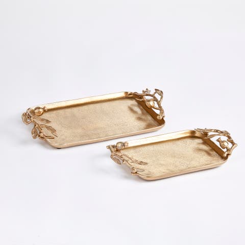 Pomegranate Branch Decorative Trays Set of 2