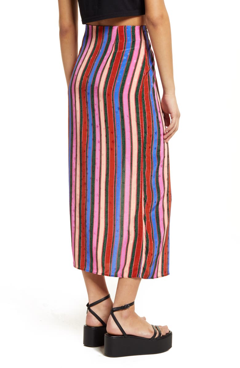 Topshop Split Stripe Midi Skirt, Alternate, color,