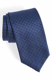 David Donahue Geometric Pattern Silk Tie