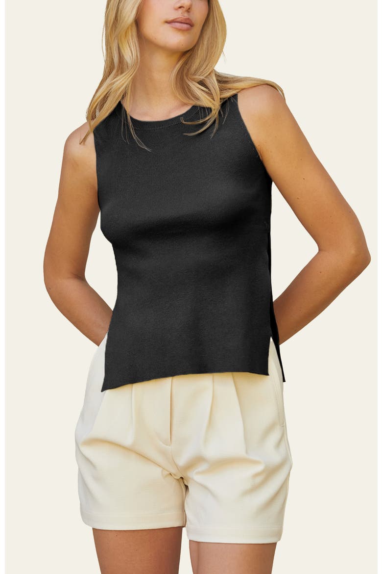Side Slit Sleeveless Knit Top, Main, color, Black