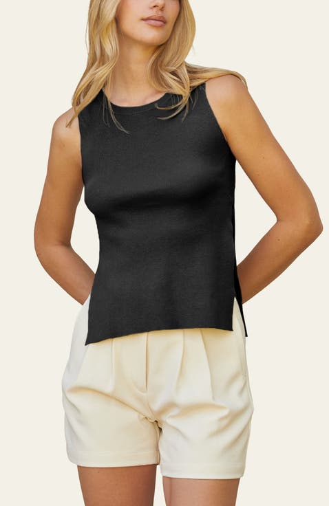 Side Slit Sleeveless Knit Top