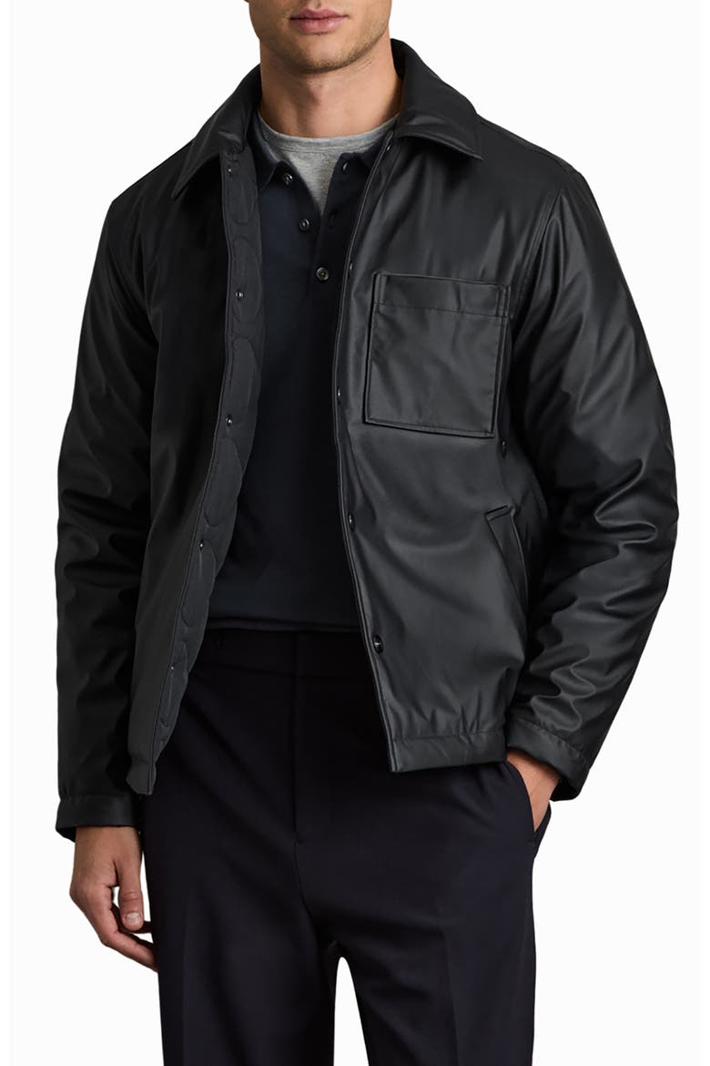 Hyde Faux Leather Shirt Jacket, Main, color, NAVY