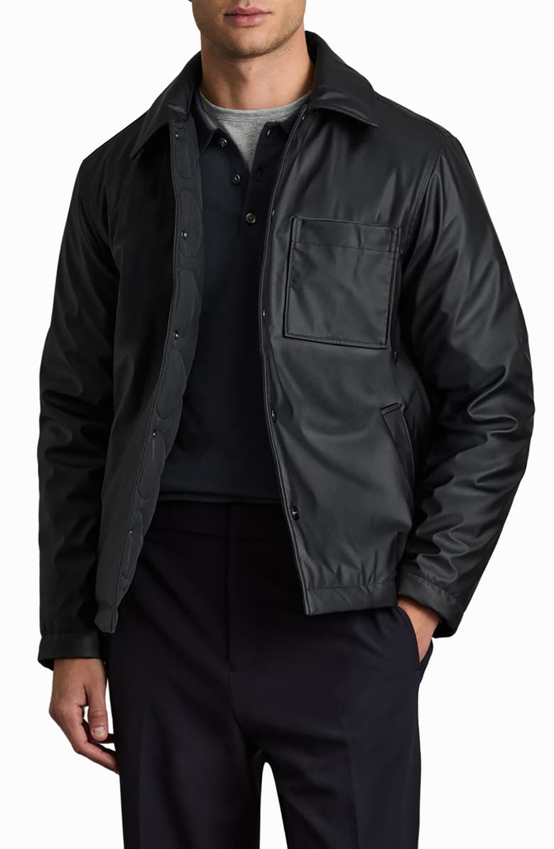 Reiss Hyde Faux Leather Shirt Jacket, Main, color,