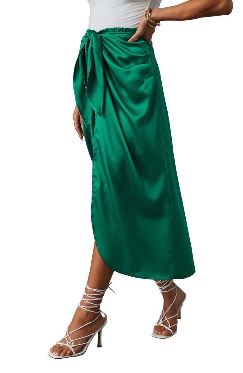 VICI Collection Tea Time Satin Midi Skirt, Alternate, color, 