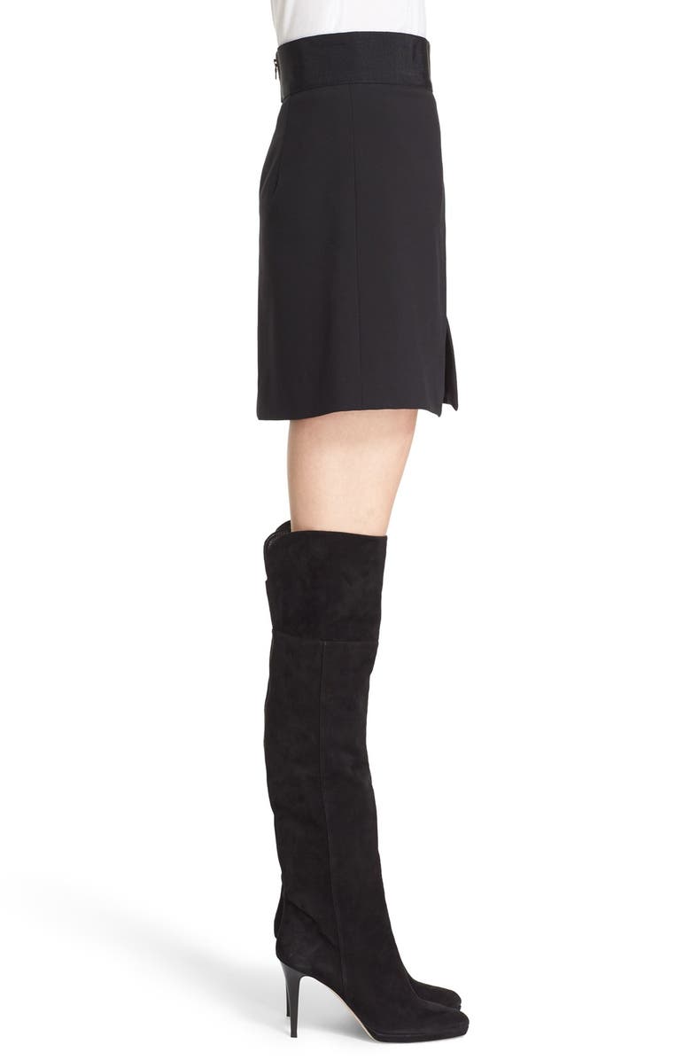 Alice + Olivia 'Ericka' Leather Inset Faux Wrap Skirt, Alternate, color, 