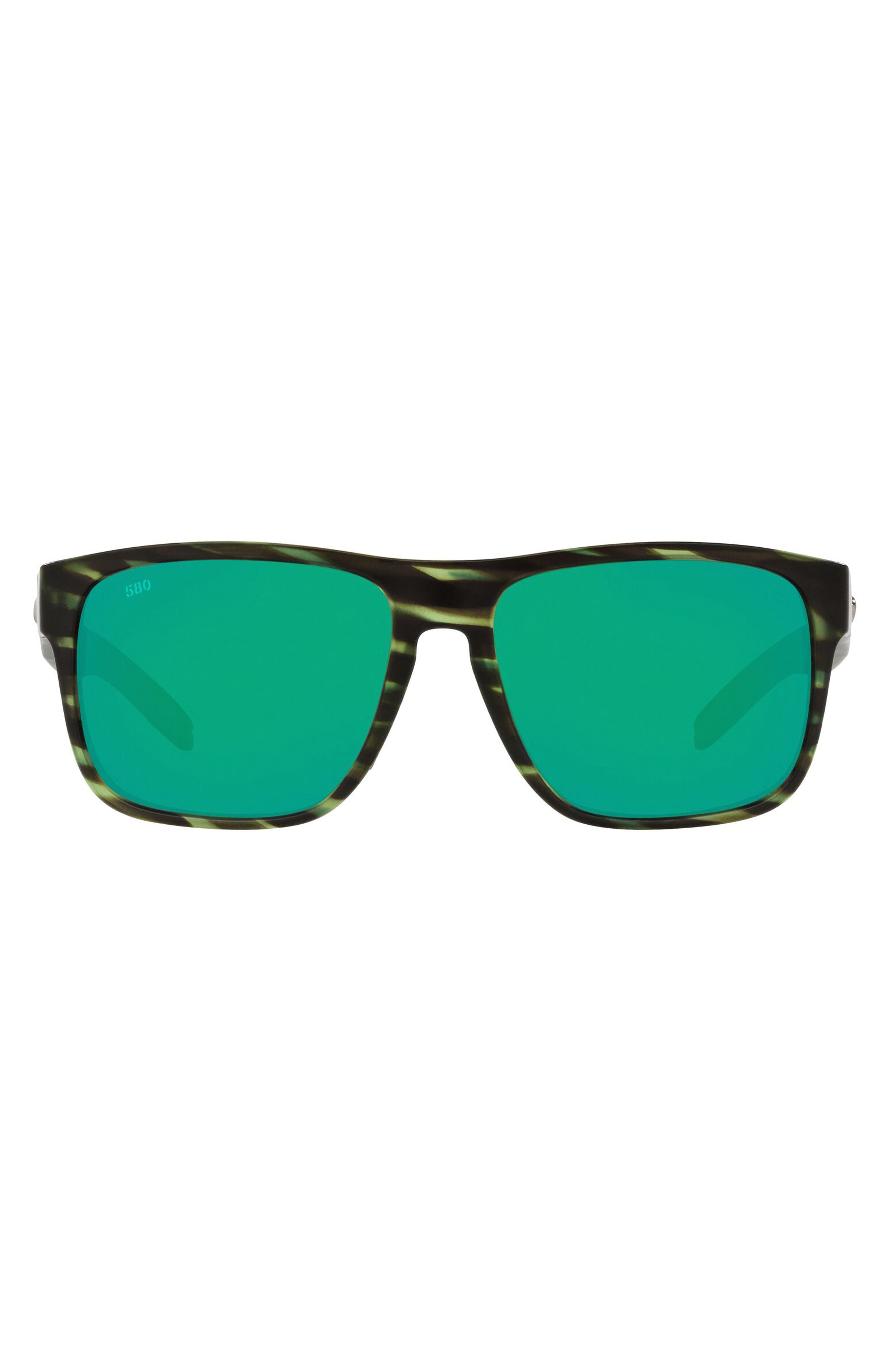 Costa Del Mar 59mm Polarized Square Sunglasses in Green Mirror 