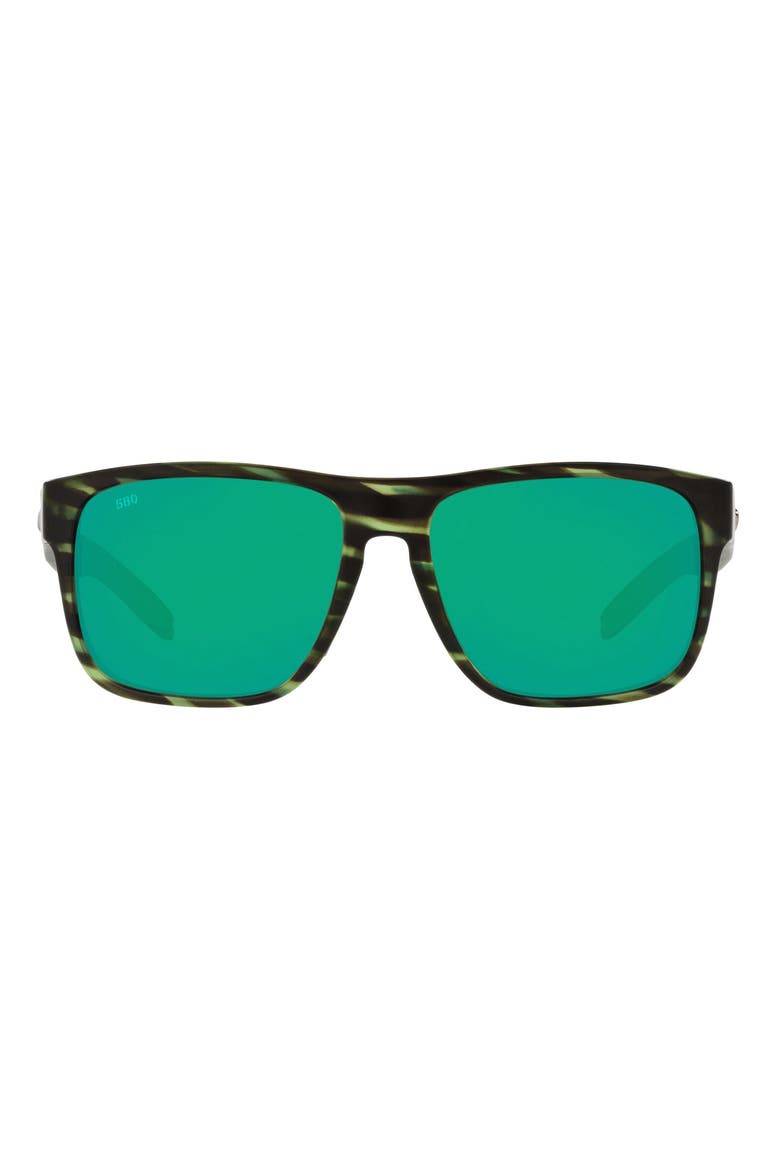 59mm Polarized Square Sunglasses, Main, color, GREEN MIRROR