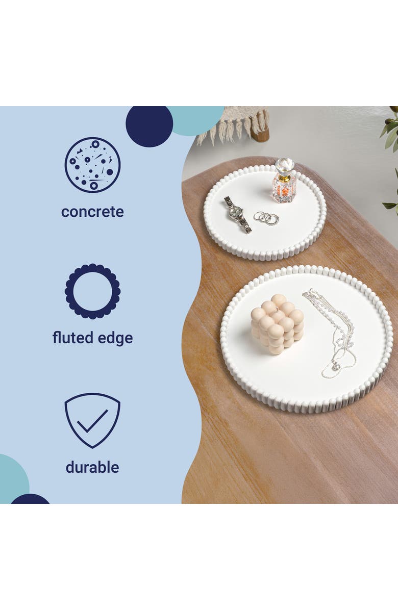 HAPPIMESS Opulence Modern Minimalist Concrete Fluted Edge Decorative Jewelry Trays, Alternate, color, White