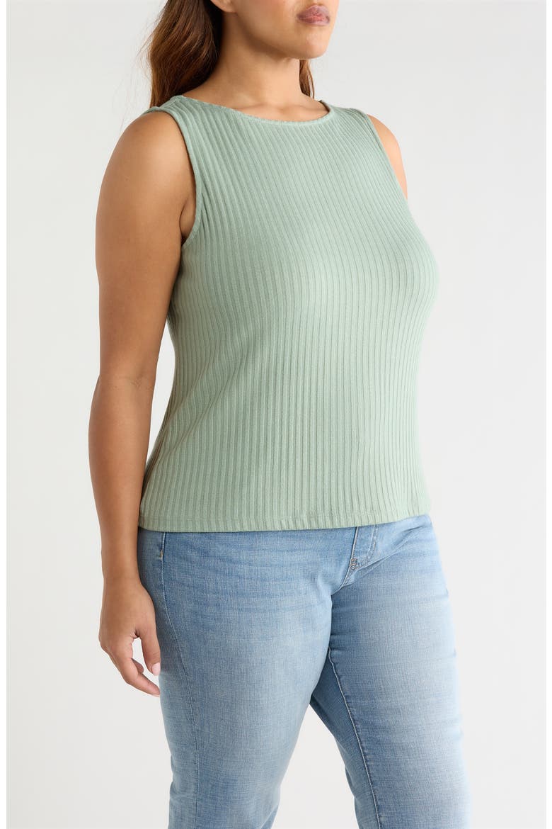 Boat Neck Sleeveless Rib Top, Alternate, color, DUSTY SAGE