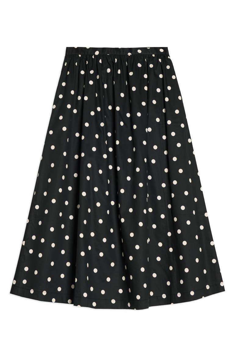 Polka Dot High-Waist Midi Skirt, Alternate, color, Black