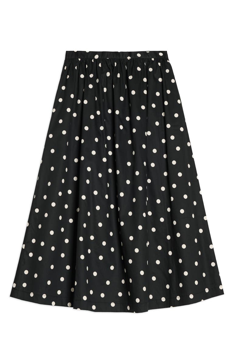 Albaray Polka Dot High-Waist Midi Skirt, Alternate, color, Black