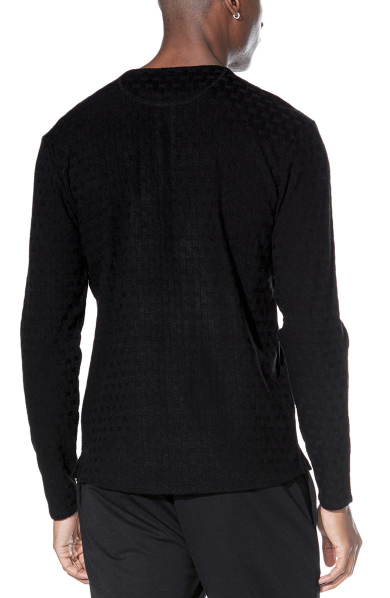 Civil Society Jacquard Knit Henley Sweater, Alternate, color, Black