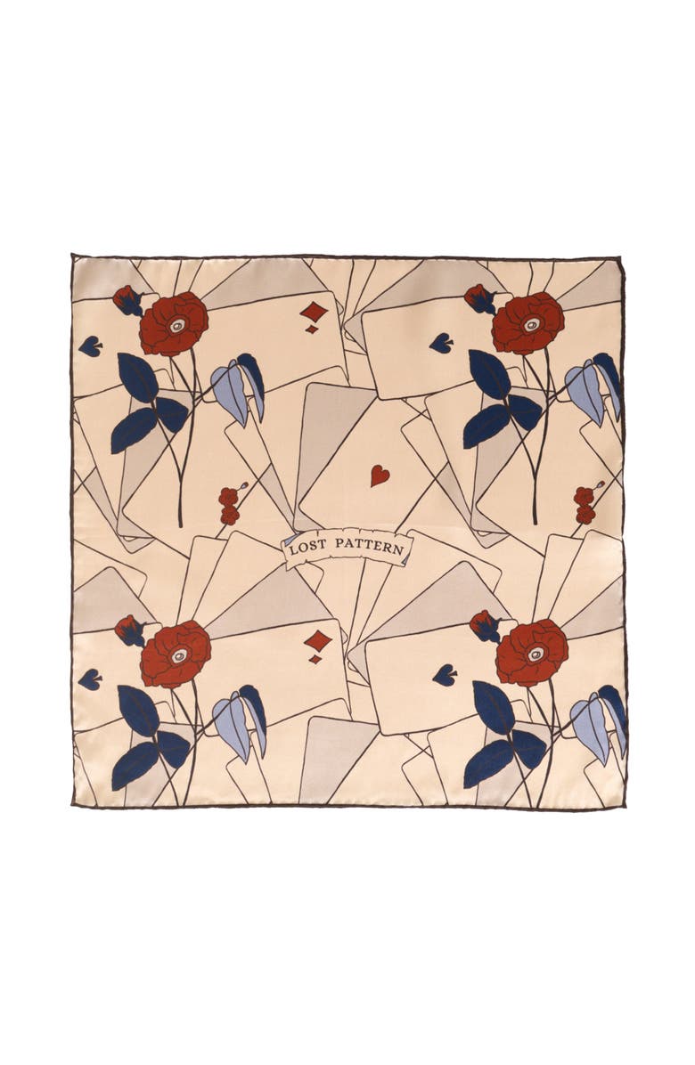 Lost Pattern NYC "Little Egret" Silk Pocket Square, Alternate, color, Khaki