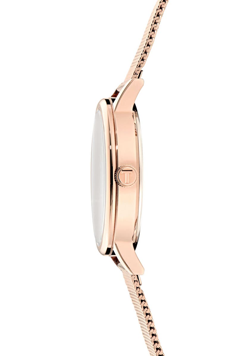 Ted Baker Phylipa Recycled Stainless Steel Mesh Strap Watch, 36mm, Alternate, color, Rose Gold-Tone