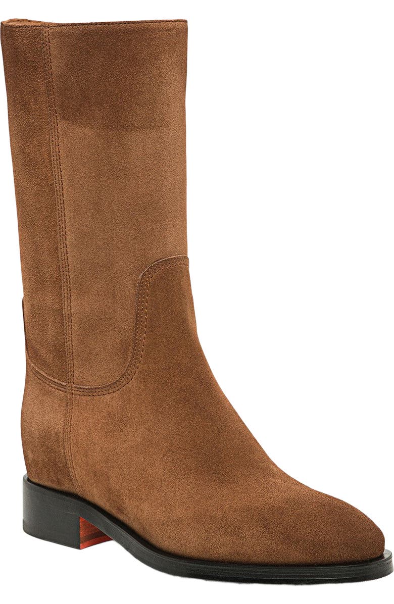 Santoni Suede boot, Alternate, color, Brown