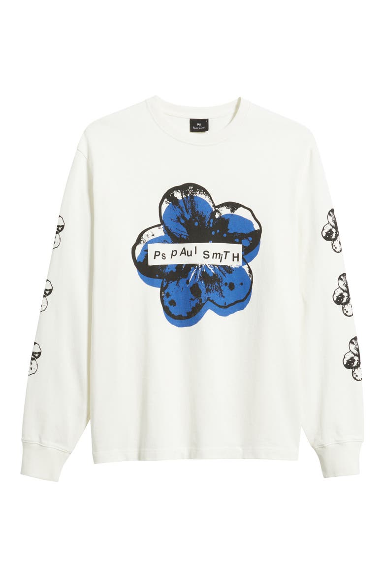 Flower Graphic Long Sleeve T-Shirt, Alternate, color, 02 OFF WHITE